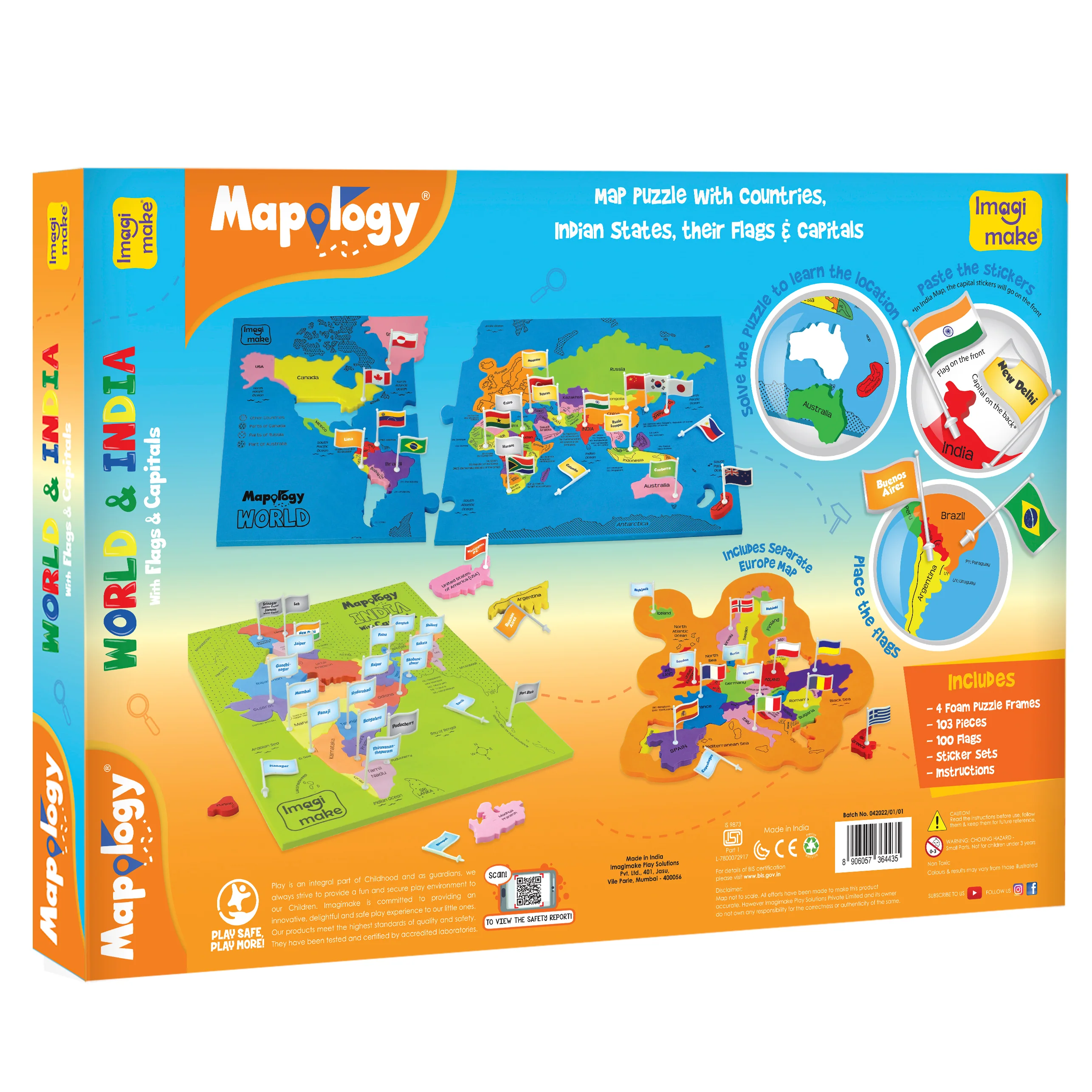 Mapology Combo: Map Puzzle of India and World with Capitals and Flags of Countries - Image 5
